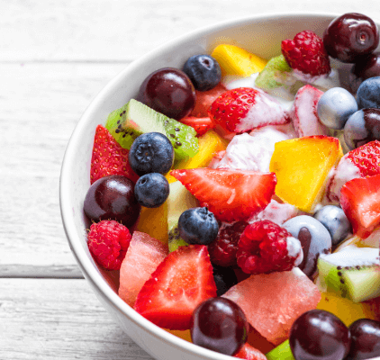 Bowl of fruit, a natural prebiotic.