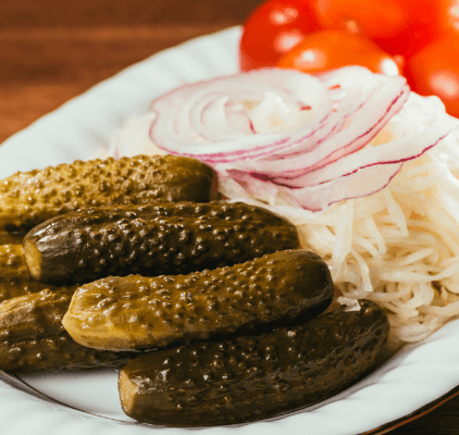 Pickles and sauerkraut.
