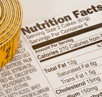 Nutritions Facts table.