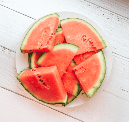 A plate with watermelon slices.