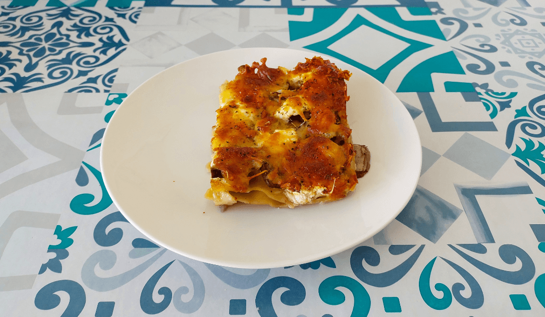 Lazy lasagne: mushrooms and cheese